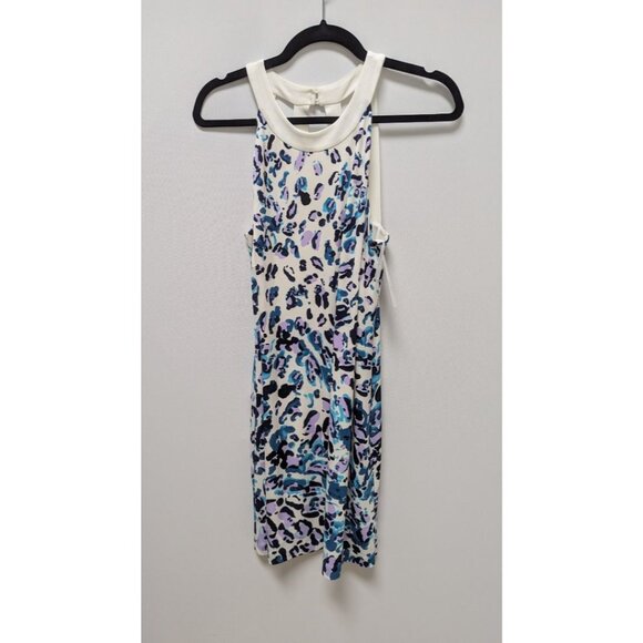 White House Black Market White/Blue Spotted Halter-Neck Dress - Picture 1 of 2